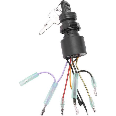 Interrupteur à clé 3 positions Off/Run/Start pour moteur hors-bord, compatible modèle 87-17009A5, démarrage bateau, contacteur d'allumage robuste. (1/5)