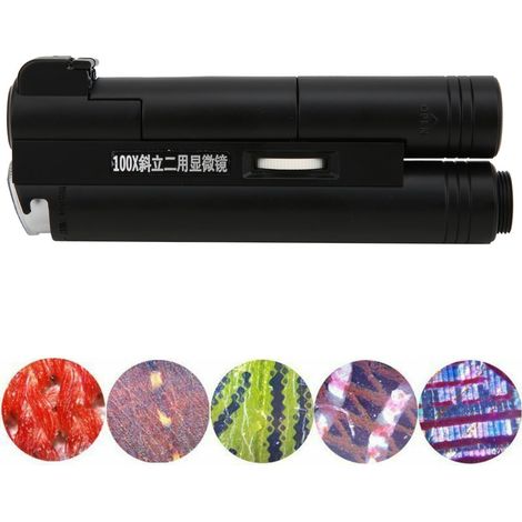 100-fache Vergrößerung, tragbares LED-Clip-Mikroskop, schräg-vertikal, mit zwei Verwendungsmöglichkeiten, Mini-Vergrößerungsgerät (1/5)