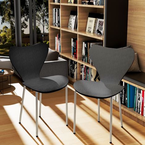 Hofuton Chaises de Salle à Manger Lot de 2, Chaise de Cuisine avec Dossier en Plastique, Chaise Scandinave avec Pieds en Métal, Chaise pour Cuisine, Salle à Manger, Chambre à Coucher, Salon - Noir (1/5)