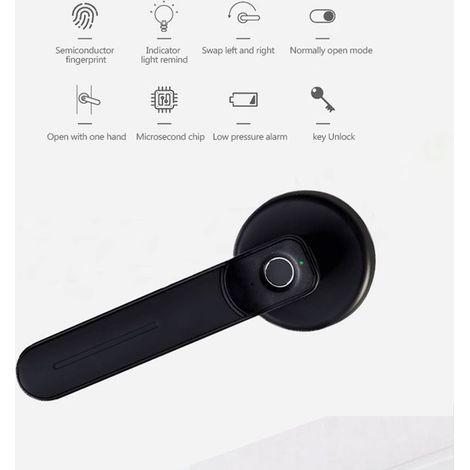Serrure électronique intelligente à empreinte digitale pour porte d'entrée (200 utilisateurs) avec clé (1/2)