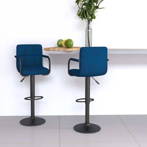 vidaXL Taburetes de cocina 2 unidades terciopelo azul (1/5)