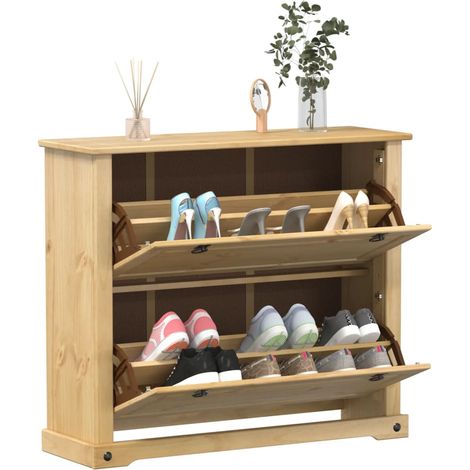 Schuhschrank Corona 99x32x85 cm Massivholz Kiefer