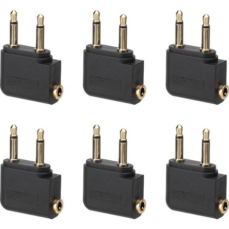 HENGBIRD 6er-Pack Flugzeughelmadapter, doppelte 3,5-mm-Klinkenbuchse (Stecker auf Buchse), vergoldet (1/5)