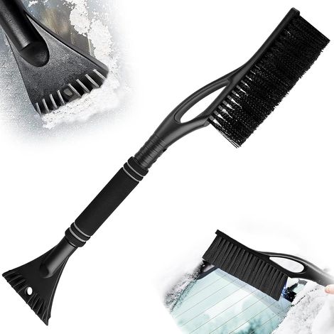 Raspador de hielo y cepillo para nieve 2 en 1, raspador de hielo para coche con cepillo, cepillo para nieve para coche, raspador de parabrisas para coche (negro) (1/5)