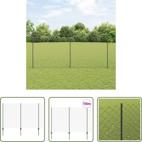 vidaXL Recinzione in acciaio e PVC -  Recinzione con Posto Grigio 1,5 x 10 m Acciaio e PVC