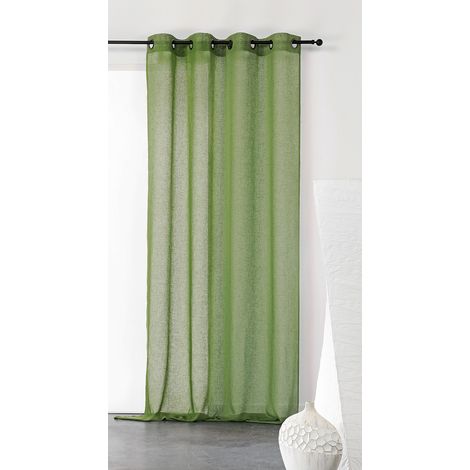 Voilage uni et tamisant en poly/lin Vert 150x240 cm