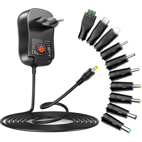 41W Adaptateur Secteur Universel AC DC 6V 9V 12V 15V 18V 20V 24V Transformateur d'alimentation avec Port USB 5V 1A, 1500mA Max. (1/5)