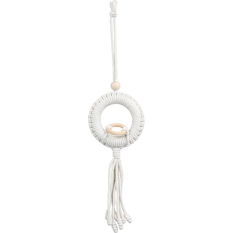 Macramé Tenture Murale, Boho Déco Murale, Petites Tapisserie en Coton Tissé À La Main, Tenture Murale Tissée, Décoration Boho Chic Tapisserie Tissée pour Chambre, Salon, Chambre Enfant, Blanc (1/5)