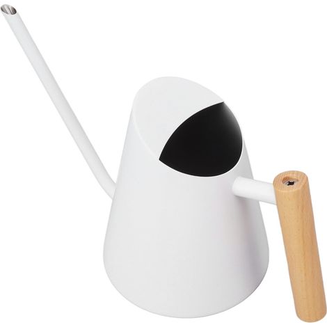 Arrosoir à long bec en acier inoxydable avec poignée en bois pour jardin, bonsaï, intérieur et extérieur, blanc (1/5)