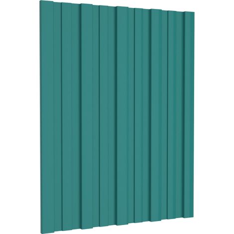 Panel de techo 12 pcs Verde 60 x 45 cm Acero galvanizado vidaXL