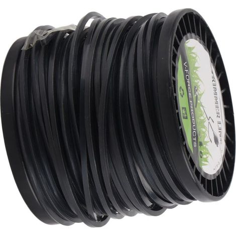 Fil de coupe robuste de 3,3 mm, silencieux, noir, carré, convient à la plupart des coupe-bordures, 50 mètres. (1/5)