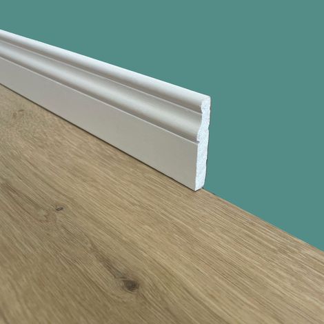 Eleganti Battiscopa - zoccolini in Legno Massello Stile Ducale - 60x10mm  Laccato Bianco (prezzo al metro)