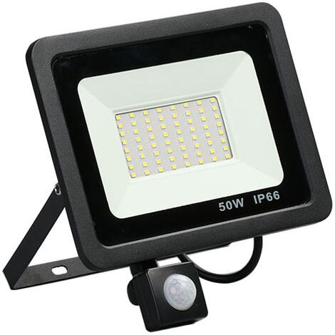 Projecteur à détecteur de mouvement 50W – Étanche IP66 – Lumière blanche froide 6500K – Capteur PIR 180° pour éclairage extérieur (1/4)