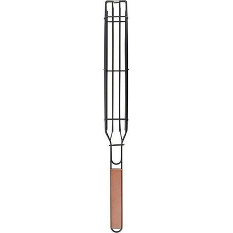 Grille 1 pièce, grille en fer, pince pour hot-dog, cage à saucisses avec manche en bois, pince pour grille épaisse (1/4)