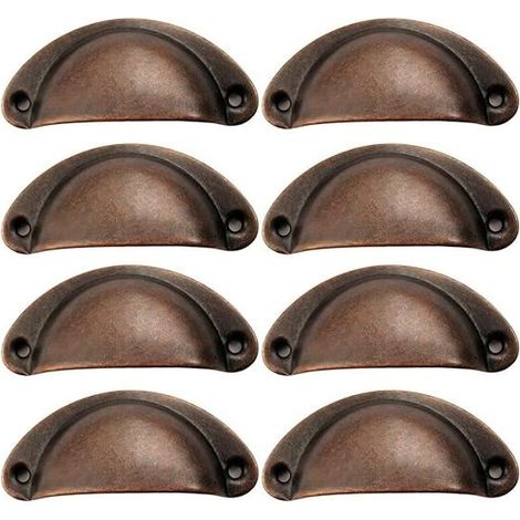 8 Pcs Poignée de Coquille, Poignée Coquille Rétro, Tiroir Poignée, Poignée de Meubles, pour Penderies, Armoire, Tiroirs (Rouge antique) (1/4)