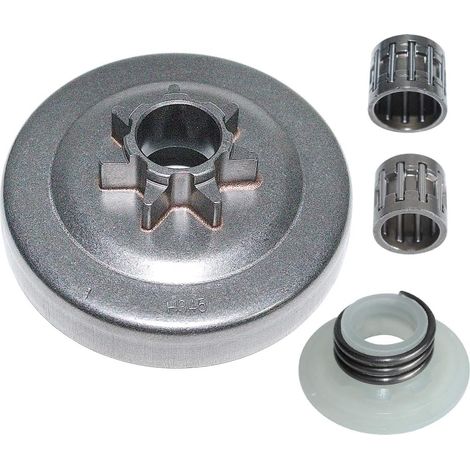 Kit de roue dentée, roulement et tambour d'embrayage compatible tronçonneuse Husqvarna 340 345 350 445 445E 450 450E, remplace 503873071, 503931801 (1/5)