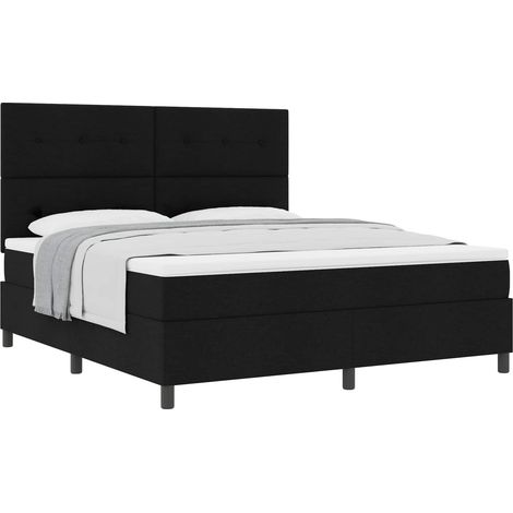Lit double,Lit adulte,Lit à ressorts avec matelas Noir 180 x 200 cm tissu (1/5)