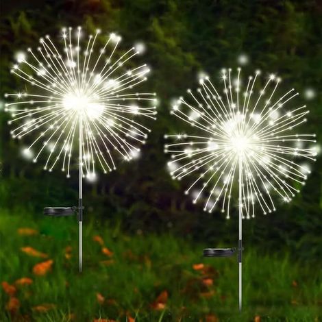 Solarbetriebene Lichterketten für den Außenbereich, zwei Stränge pro Packung, mit Feuerwerkseffekt, 300 LED-Perlen, 8 Sternenlichtmodi. (1/4)