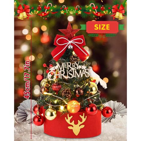 Sapins de Noel Artificiel Sapin led Décoration Noël pour Table Bureau Accueil et Or 45 cm Rouge (1/5)