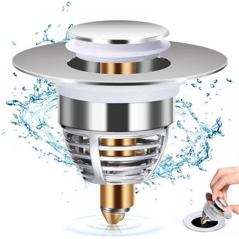 Drain d'évier universel, bouchon de vidange amélioré, drain d'évier à tirer, accélère le drainage sans colmatage, adapté à la baignoire, à la cuisine, à l'évier (trou de vidange 32-42 mm) (1/5)