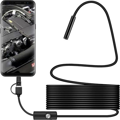Endoskopkamera, 1920P HD Rohrinspektionskamera, IP67 Endoskopkamera mit 8 LED-Leuchten, 5 m halbstarres Kabel für iPhone iOS iPad Android Smartphone