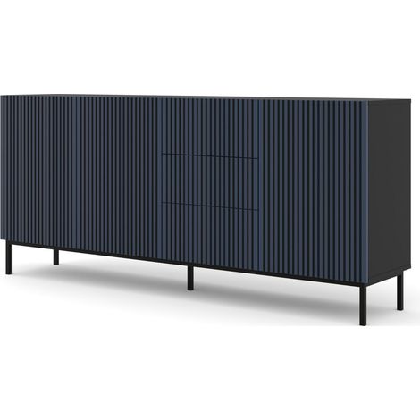 Kommode Ravenna F 200 cm 3D3S schwarz dunkelblau mit Rahmen (1/5)