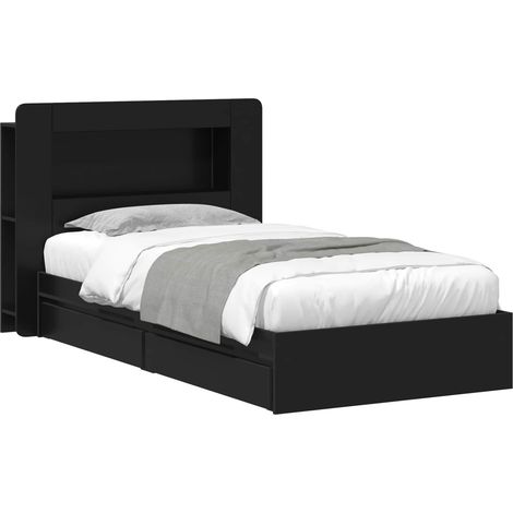 Telaio del letto con storage con cassetto Nero 75 x 190 cm vidaXL (1/5)