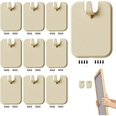 Lot de 10 bandes adhésives sans trous pour accrocher des cadres photo, décoration murale, beige (1/5)