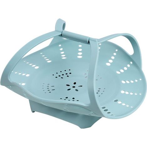 Panier vapeur pliable en silicone pour légumes et œufs (bleu) (1/5)