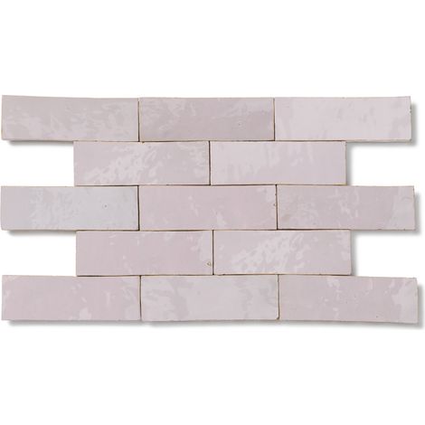 Zellige véritable Carrelage Artisanal - 5x15 cm - Rose Pale (vendu par boîte de 0,5m²) (1/2)