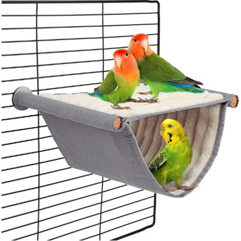 Irovami Nid-hamac double couche pour oiseaux, niche douce et moelleuse, lit suspendu multifonctionnel pour que les perroquets et les calopsittes puissent jouer et dormir — blanc