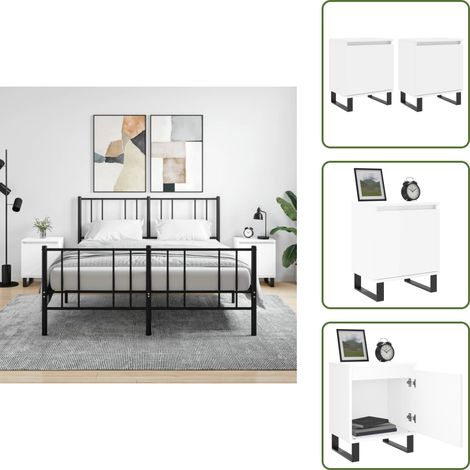Tables de chevet 2 pcs blanc 40x30x50 cm bois d'ingénierie - Table De Chevet - Meuble De Chambre - Table De Nuit - Commode - Rangement Intérieur (1/5)