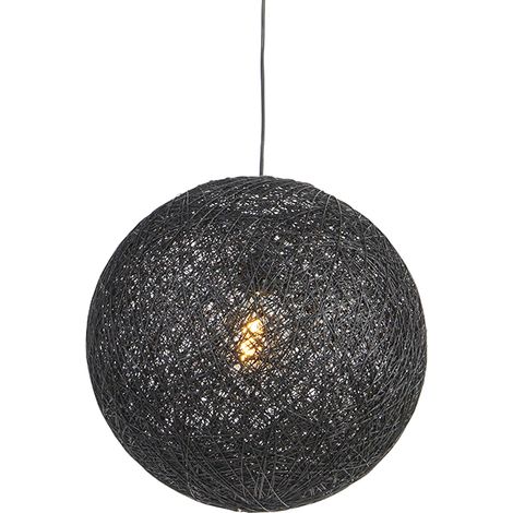 QAZQA Lampada a sospensione corda - Moderno - Carta,Acciaio - Nero - Tondo/Sfera Max. 1 x Watt