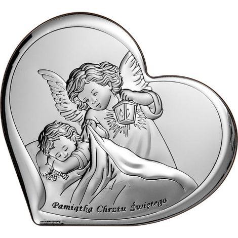 Imagen de ángel en plata con grabado, recuerdo del Santo Bautismo 6449 8 x 7 cm (1/5)