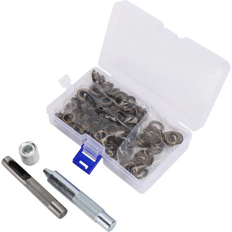 100 pièces Œillets en Bronze Ronds Kit de Poinçon pour Vêtements Sacs Industrie Publicitaire DIY (1/5)