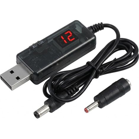 Câble Élévateur 5V 9V 12V, Câble USB vers DC 9V 12V avec Affichage LED de Tension, Convertisseur de Tension USB et Interrupteur 9V 12V pour Routeurs, Adaptateur USB 9V pour Appareil Photo (1/5)