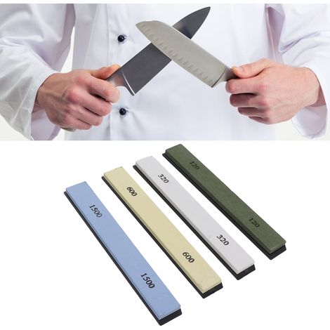 Pierre à aiguiser en quartz blanc, fixée à la base, affûteur à angle fixe inclus. (1/5)