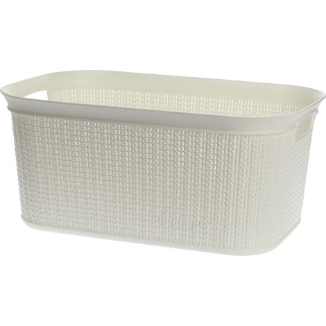Cesto portabiancheria rettangolare Willow 27 l bianco con motivo a maglia traforata