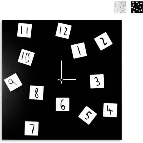 Quadratische Wanduhr 50x50cm modernes Design mit magnetischen Zahlen Changing - Schwarz (1/5)