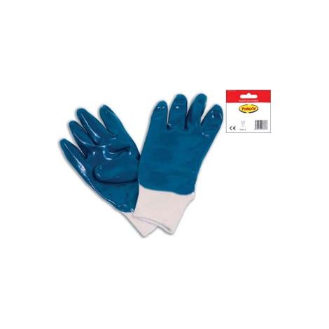 GUANTI DA LAVORO IN TELA INTERAMENTE SPALMATO IN NBR POLSO MAGLIA- - tg.10 - 12 blister EXCEL