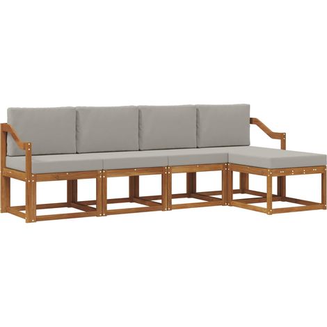 Outdoor Sofa Set 5 pcs Natural and Light Grey Solid Acacia Wood vidaXL (1/5)