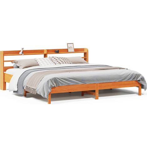 Maison Exclusive - Cadre de lit sans matelas cire marron 200x200cm bois pin massif