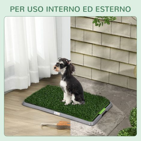 Toilette canine en herbe artificielle avec bac inférieur, tapis de remplacement pour chien, 67x41 cm, plateau réutilisable (1/5)