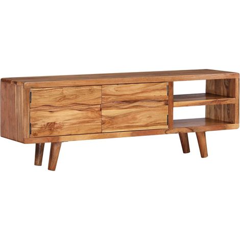 Meuble TV Bois d'acacia avec portes sculptées 117 x 30 x 40 cm vidaXL (1/5)