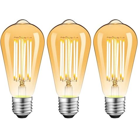 Ampoule LED Edison E27 10W Verre Ambré 2700K 1000LM ST64 Rétro Lampe (1/5)
