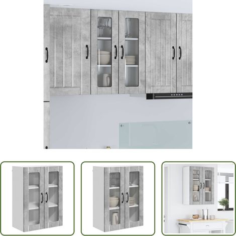 Küchenwandschrank - Küchenschrank Beton Grau 60 x 31 x 80 cm Holzwerkstoff (1/5)