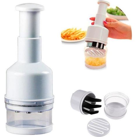Hachoir Manuel - 6 Lames Acier Inoxydable - Pour Fruits Legumes Oignons Ail Herbes - Hauteur 21,5 Cm Diametre 9 Cm - 1 Unite (1/4)