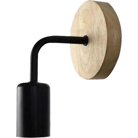 Applique murale en bois style vintage, douille E27, lampe rétro (1/5)