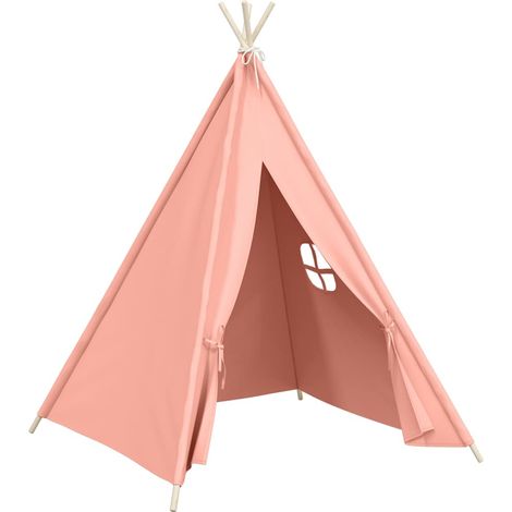 vidaXL Tienda tipi niños y bolsa piel de melocotón rosa 120x120x150cm (1/2)