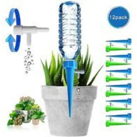 Tropfflasche, automatische Pflanzenbewässerung, Tropfbewässerung mit Steuerventil für Garten, Zuhause, drinnen und draußen (12 Stück)